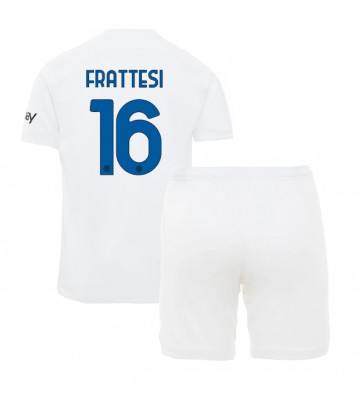 Inter Milan Davide Frattesi #16 Segunda Equipación Niños 2023-24 Manga Corta (+ Pantalones cortos)